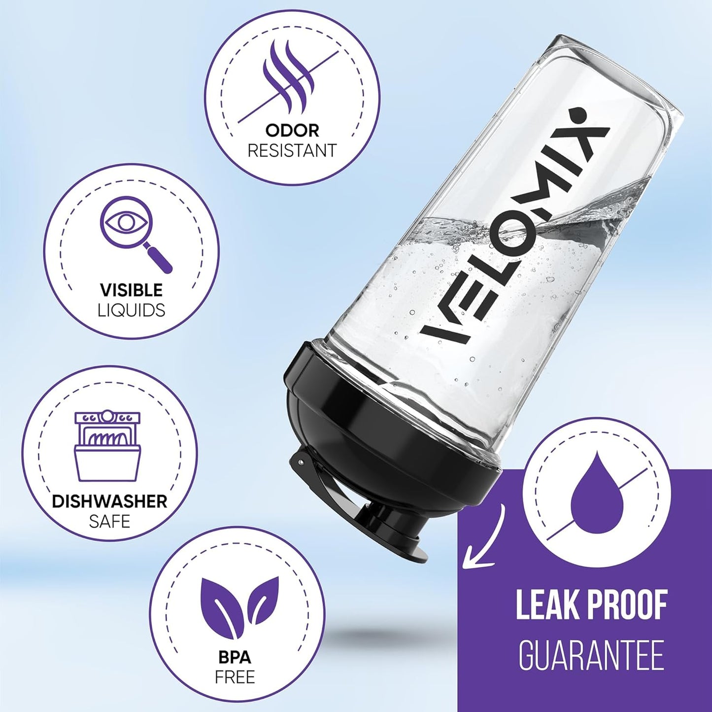 -2 Pack- 28 Oz Protein Shaker Bottles for Protein Mixes - 2X Wire Whisk | Leak Proof Shaker Cups for Protein Shakes | Protein Shaker Bottle Pack (Black/Transparent)